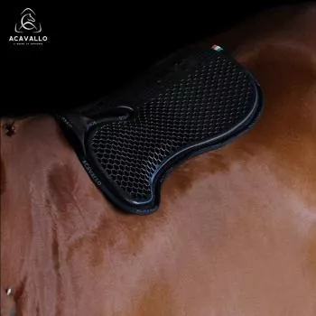 Acavallo Widerristfreies Softgel-Pad in Wabenstruktur mit Memoryschaum-Unterlage vorne erhöht, schwarz