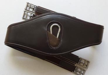 ATH "Soft Contact" Ledersattelgurt mit Karabiner, dunkelbraun, 140 cm, II. Wahl