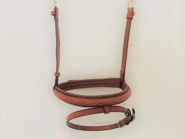 Engl. kombiniertes Reithalfter für Soft&Classy II oder ähnliche Trensen, Leder, hellbraun/silber