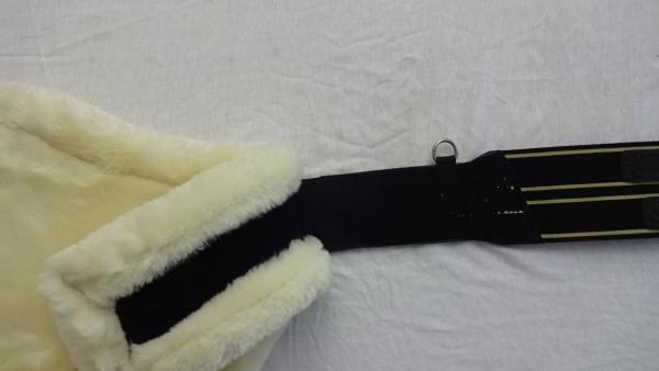 Leather Belly Girth "ATH Coronado Special" with Faux Fur Lining, black and dark brown, 130 cm