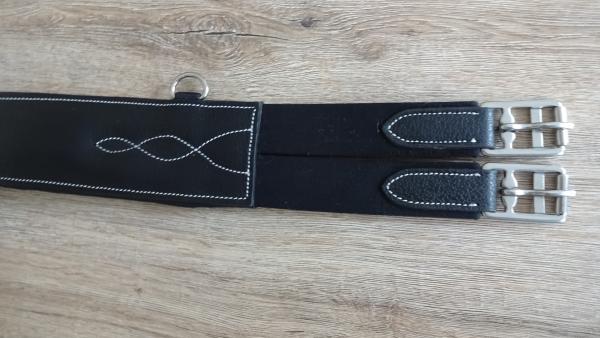 Stollenschutzgurt aus Leder mit Karabiner in schwarz, 125 cm, 135 cm