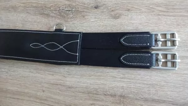 Stollenschutzgurt aus Leder mit Karabiner in schwarz, 125 cm