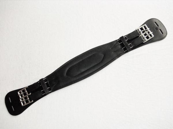 Dressurkurzgurt aus Leder mit elastischen Gurtenden, schwarz, 65 cm (69 cm)