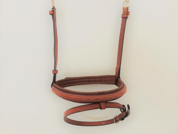 Engl. kombiniertes Reithalfter für Soft&Classy II oder ähnliche Trensen, Leder, hellbraun/silber