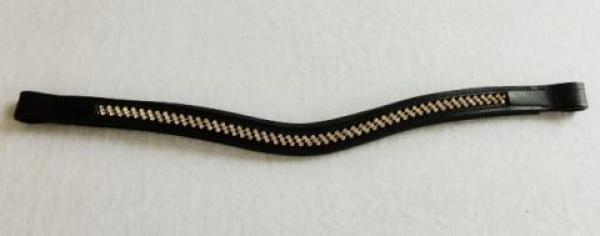 Geschwungener Stirnriemen mit Strass aus Leder 1